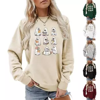 Женская одежда, осенне-зимний Хэллоуин, круглый вырез, длинный рукав, большой свободный плюшевый утолщенный свитер, топ M чёрный