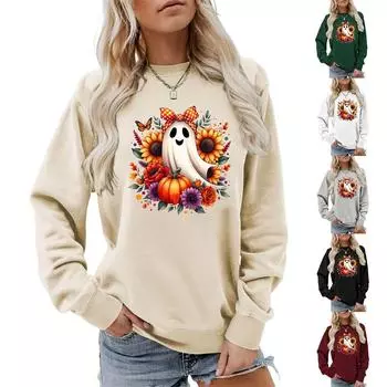 Женская одежда, осенне-зимний Хэллоуин, круглый вырез, длинный рукав, большой свободный плюшевый утолщенный свитер, топ S белый