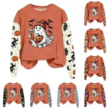 Женская одежда, осенне-зимний Хэллоуин, круглый вырез, длинный рукав, большой свободный плюшевый утолщенный свитер, топ M серый