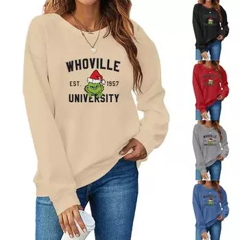 Женская одежда, осенне-зимний Хэллоуин, круглый вырез, длинный рукав, большой свободный плюшевый утолщенный свитер, топ L