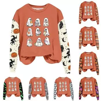 Женская одежда, осенне-зимний Хэллоуин, круглый вырез, длинный рукав, большой свободный плюшевый утолщенный свитер, топ XL хаки