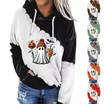 Женская одежда, осенне-зимний Хэллоуин, круглый вырез, длинный рукав, большой свободный плюшевый утолщенный свитер, топ L чёрный