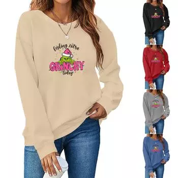 Женская одежда, осенне-зимний Хэллоуин, круглый вырез, длинный рукав, большой свободный плюшевый утолщенный свитер, топ L бежевый