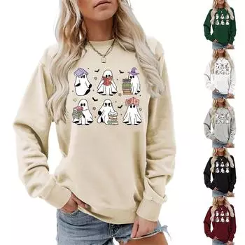 Женская одежда, осенне-зимний Хэллоуин, круглый вырез, длинный рукав, большой свободный плюшевый утолщенный свитер, топ XL чёрный