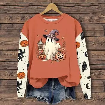 Женская одежда, осенне-зимний Хэллоуин, круглый вырез, длинный рукав, большой свободный плюшевый утолщенный свитер, топ M бежевый