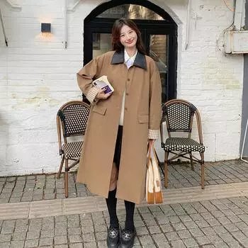 Женская одежда, осенняя новинка, тренчкот, женское длинное пальто с лацканами, верхнее пальто DJ5860 M90-55 kg хаки