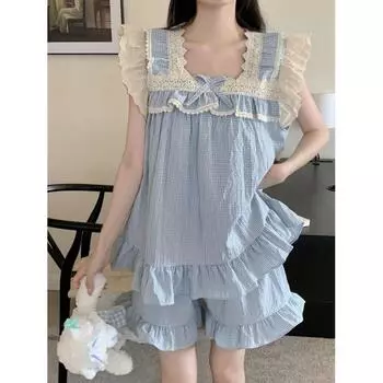 Женская одежда, пижамы, костюм из двух предметов, летние сексуальные шорты для отдыха с лямкой на бретельках, удобная домашняя одежда с принтом для девочек, костюм M