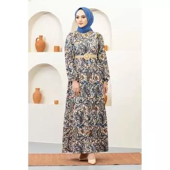 Женская одежда Платье с шалью и рисунком Хиджаб
