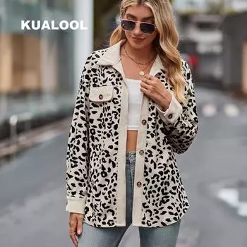 Женская одежда, пуговицы с леопардовым принтом, весенне-осенние сезоны, куртки с длинными рукавами, рубашки, верхняя одежда для женщин S белый