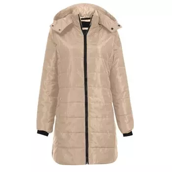 Женская одежда с хлопковой подкладкой, средней длины, однотонная, с капюшоном, теплая хлопковая куртка, жилет, пуховое хлопковое пальто XXXL бежевый