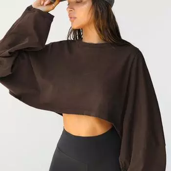 Женская одежда с круглым вырезом, уличная одежда, свободные трикотажные футболки с длинными рукавами, короткие спортивные базовые рубашки, топы, сплошной цвет XS серый/белый