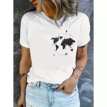 Женская одежда с принтом «Лесные приключения и горы», футболки с коротким рукавом, женская летняя модная женская футболка с графическим принтом S