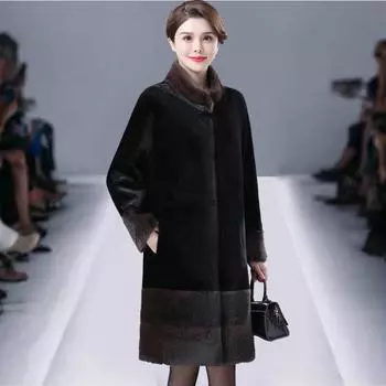 Женская одежда среднего и пожилого возраста, шуба из искусственного норкового меха, зимняя одежда средней длины, новое темпераментное пальто из искусственного меха для мамы в западном стиле 5XL