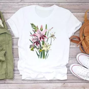 Женская одежда Sweet Trend Cute 90-х годов Прекрасная модная футболка с коротким рукавом с принтом Летняя футболка с принтом Женская женская повседневная футболка с рисунком S