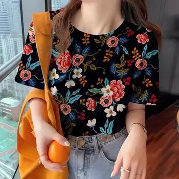 Женская одежда, свободная футболка с круглым вырезом, летняя дышащая повседневная удобная футболка с короткими рукавами, женская стильная элегантная футболка M