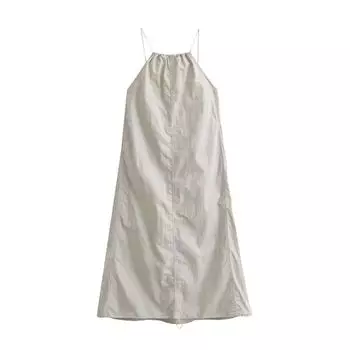 Женская одежда в западном стиле Модная трендовая летняя майка свободного кроя на бретелях, рубашка-платье на все случаи жизни Wu11s7an2000 White S