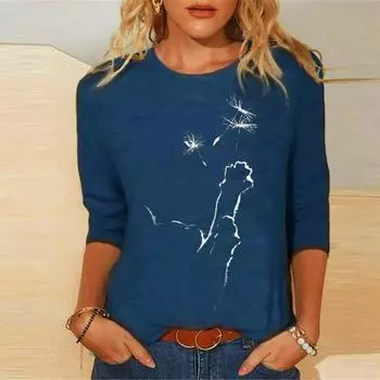 Женская одежда, весенне-осенние повседневные пуловеры, футболки с длинными рукавами и принтом, женские модные топы S