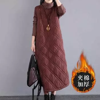 женская одежда водолазка с хлопковой подкладкой длинное платье платье женская осенне-зимняя юбка с подкладкой до колен хлопковая подкладка M [90-60kg] чёрный