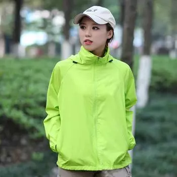 Женская одежда Женская однотонная куртка с капюшоном и длинными рукавами Ветровка Солнцезащитная куртка Спортивная куртка на открытом воздухе XXXL белый