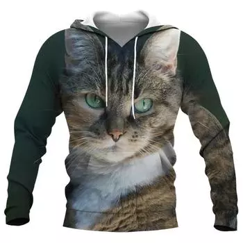 Женская одежда, женские толстовки с принтом кота, осенняя толстовка для отдыха Harajuku Kawaii, уличная толстовка большого размера с длинными рукавами 2XL