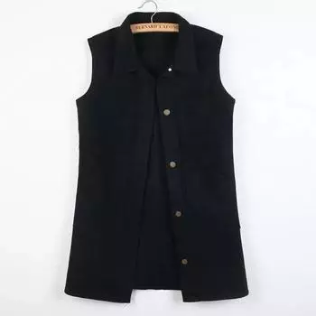 Женская однобортная куртка средней длины, джинсовый жилет, винтажные джинсовые жилеты 6XL синий