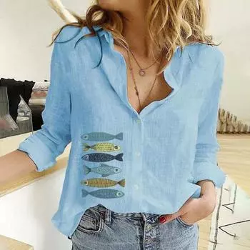 Женская однобортная рубашка с принтом большого размера и длинными рукавами, длинная свободная рубашка-рубашка, блузка M зелёный