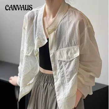 Женская однобортная рубашка с воротником стойкой Sunbrella, куртка-кардиган, топы M белый