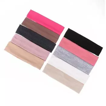 Женская однотонная эластичная повязка на голову, мягкая спортивная повязка для йоги, широкая повязка на голову для макияжа, простые аксессуары для волос чёрный