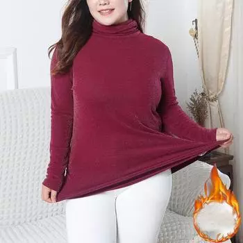 Женская однотонная бархатная универсальная футболка с длинным рукавом, осенне-зимняя теплая водолазка, повседневные футболки, женские пуловеры больших размеров, футболки Y2k, утепленные топы L чёрный
