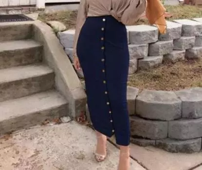 Женская однотонная длинная полуюбка VONDA с планкой и пуговицами 5XL красный