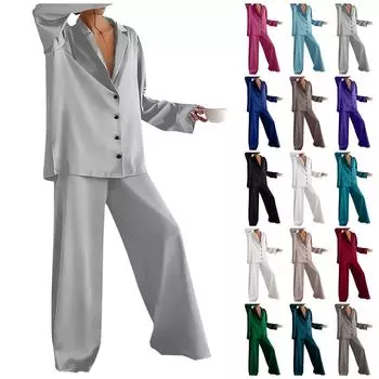 Женская однотонная домашняя пижама с v-образным вырезом и длинными рукавами L армия зеленый