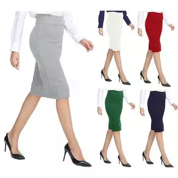 Женская однотонная двухслойная повседневная юбка с завышенной талией, закрывающая бедра, профессиональная повседневная юбка L чёрный