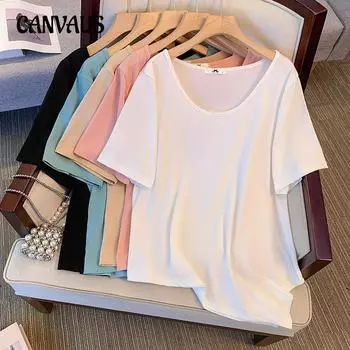 Женская однотонная футболка больших размеров, летняя хлопковая рубашка с короткими рукавами, свободная тонкая тонкая блузка 2XL белый