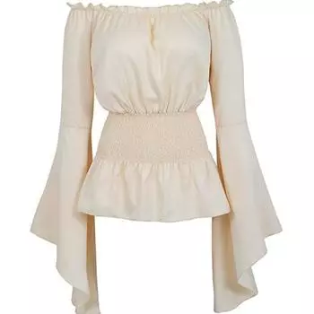 Женская однотонная футболка с открытыми плечами и длинным рукавом L чёрный