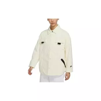 Женская однотонная хлопковая куртка-рубашка Nike Верхняя одежда бежевого цвета DD4631-715 XS