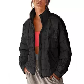 Женская однотонная хлопковая куртка с длинными рукавами и карманами, осенне-зимняя куртка на молнии XXL хаки