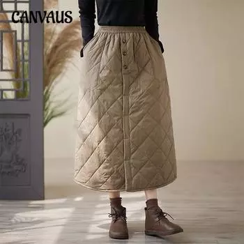 Женская однотонная хлопковая прямая юбка больших размеров с эластичной резинкой на талии и ромбовидной сеткой, средней длины, зимняя юбка А-силуэта с высокой талией L чёрный