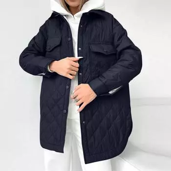 Женская однотонная хлопковая верхняя одежда с длинными рукавами и ромбами на пуговицах, пальто-бомбер S серый