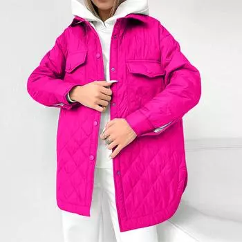 Женская однотонная хлопковая верхняя одежда с длинными рукавами и ромбами на пуговицах, пальто-бомбер S серый