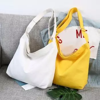 Женская однотонная холщовая сумка через плечо с регулируемым ремнем, сумка для хранения жёлтый