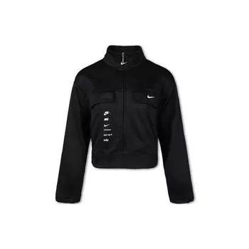 Женская однотонная куртка Nike Sportswear Swoosh с карманом и клапаном, черная CU5679-010 XL