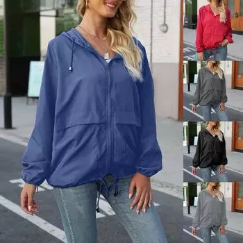 Женская однотонная куртка от дождя, уличные куртки, плащ с капюшоном, ветрозащитный XXXXXL темно-синий