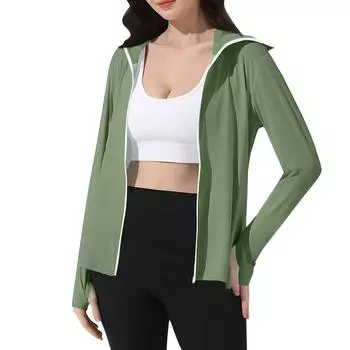 Женская однотонная куртка от солнца из ледяного шелка с капюшоном, легкая, с длинным рукавом L