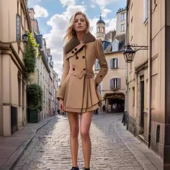 Женская однотонная куртка с двумя карманами на пуговицах, меховым воротником и поясом на пуговицах, теплая длинная одежда больших размеров для повседневной носки, куртки XXXL чёрный