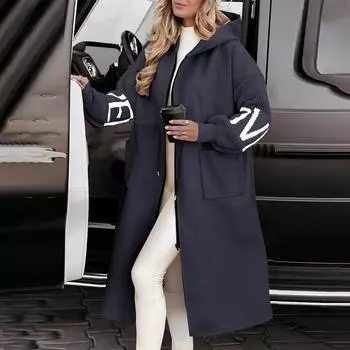 Женская однотонная куртка с капюшоном и длинными рукавами, трикотажная, в стиле пэчворк, повседневная, на молнии S хаки