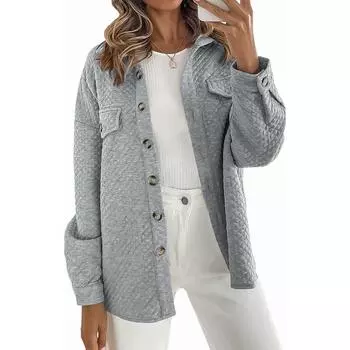 Женская однотонная куртка с карманом в виде ромба, легкая, повседневная куртка с длинным рукавом и лацканами, весна-осень 2XL белый