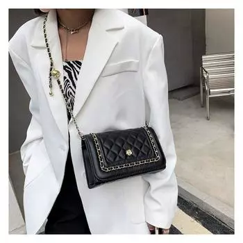 Женская однотонная квадратная сумка-кроссбоди с пряжкой-замком, для отдыха, из искусственной кожи, с наклонным плечевым ремнем, регулируемым цепочным ремешком One Size белый