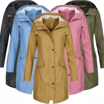 Женская однотонная непромокаемая куртка с капюшоном для улицы, водонепроницаемое длинное пальто, ветрозащитное пальто L чёрный