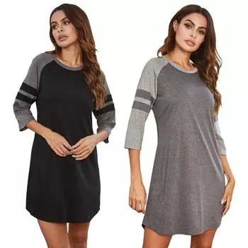 Женская однотонная пижама больших размеров, ночная рубашка XXL