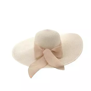 Женская однотонная плетеная широкополая шляпа от солнца One Size